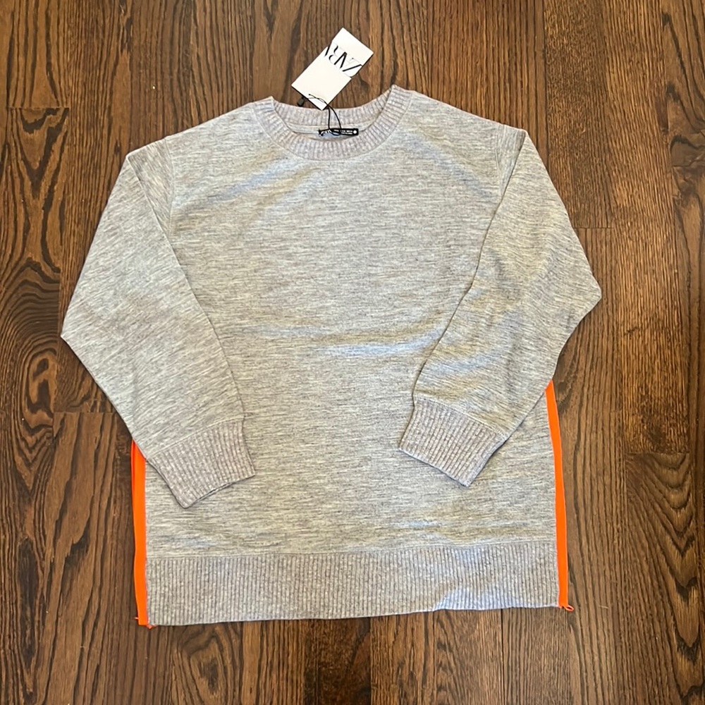 Zara grey sweater with zip openings